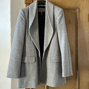 Halston Heritage Wool Hip Length Winter Coat -Gray color, single button closure